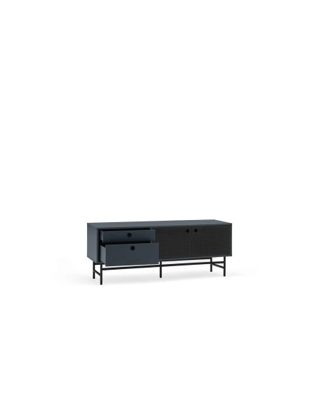 Mueble TV PUNTO 140 cm, Gris Antracita / Metal Negro - Teulat. Vackart