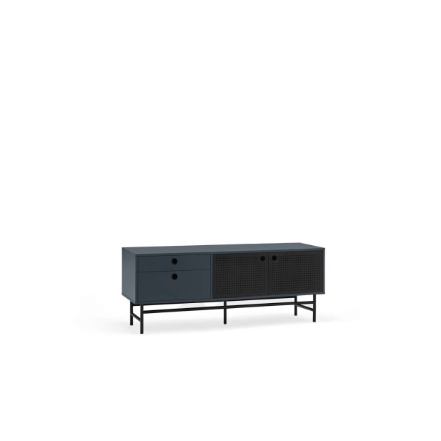 Mueble TV PUNTO 140 cm, Gris Antracita / Metal Negro - Teulat. Vackart