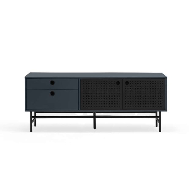 Mueble TV PUNTO 140 cm, Gris Antracita / Metal Negro - Teulat. Vackart