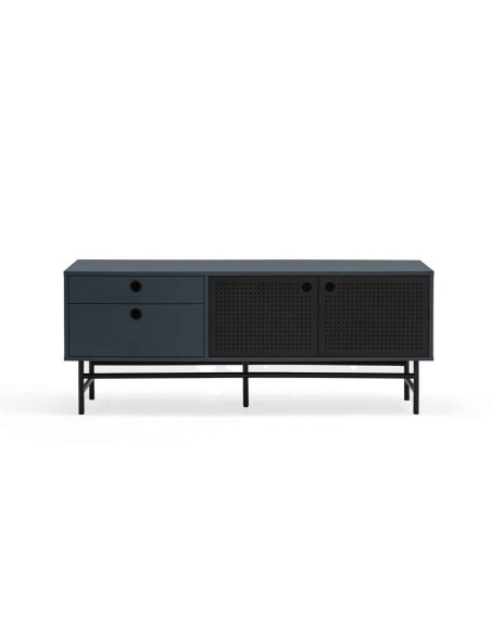 Mueble TV PUNTO 140 cm, Gris Antracita / Metal Negro - Teulat. Vackart