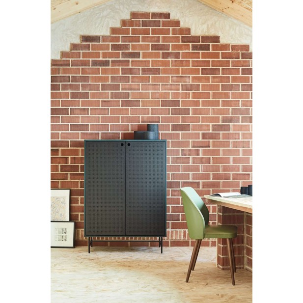 Aparador PUNTO Alto 130 cm, DM Verde Oscuro / Negro - Teulat. Vackart