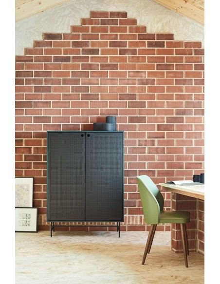 Aparador PUNTO Alto 130 cm, DM Verde Oscuro / Negro - Teulat. Vackart