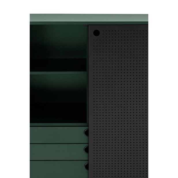 Aparador PUNTO Alto 130 cm, DM Verde Oscuro / Negro - Teulat. Vackart