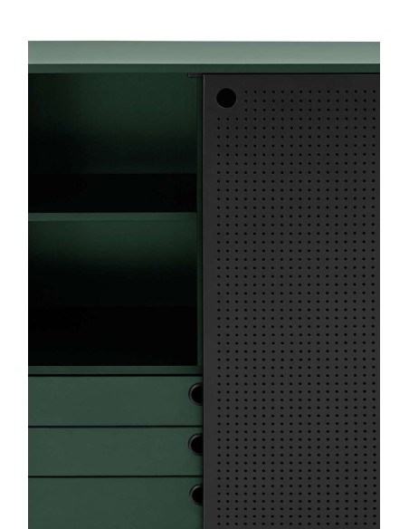 Aparador PUNTO Alto 130 cm, DM Verde Oscuro / Negro - Teulat. Vackart