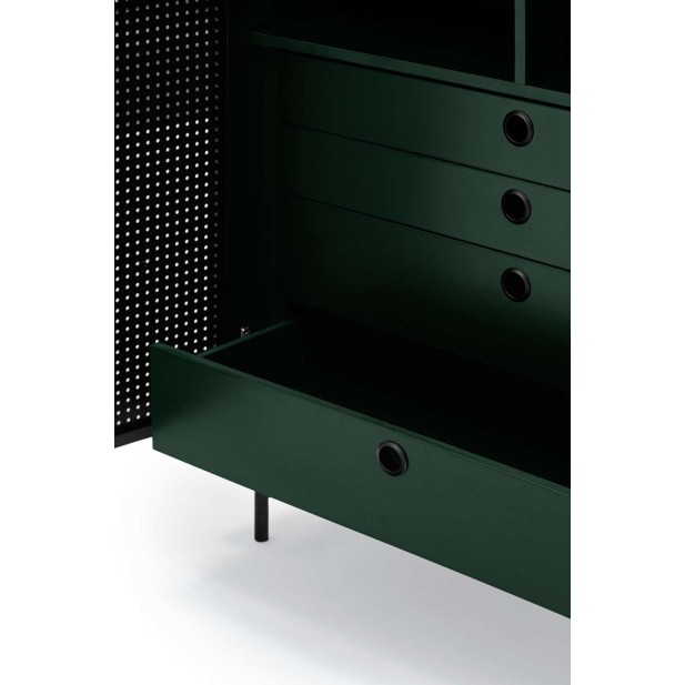 Aparador PUNTO Alto 130 cm, DM Verde Oscuro / Negro - Teulat. Vackart