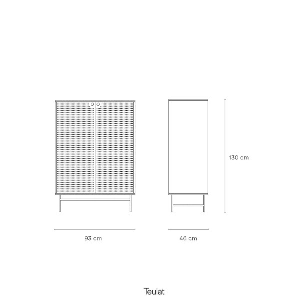 Aparador PUNTO Alto 130 cm, DM Verde Oscuro / Negro - Teulat. Vackart
