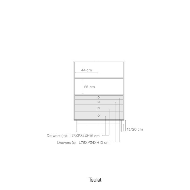Aparador PUNTO Alto 130 cm, DM Verde Oscuro / Negro - Teulat. Vackart