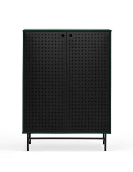 Aparador PUNTO Alto 130 cm, DM Verde Oscuro / Negro - Teulat. Vackart