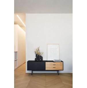 Mueble TV SIERRA 140x40 cm, DM Negro / Roble - Teulat. Vackart 2