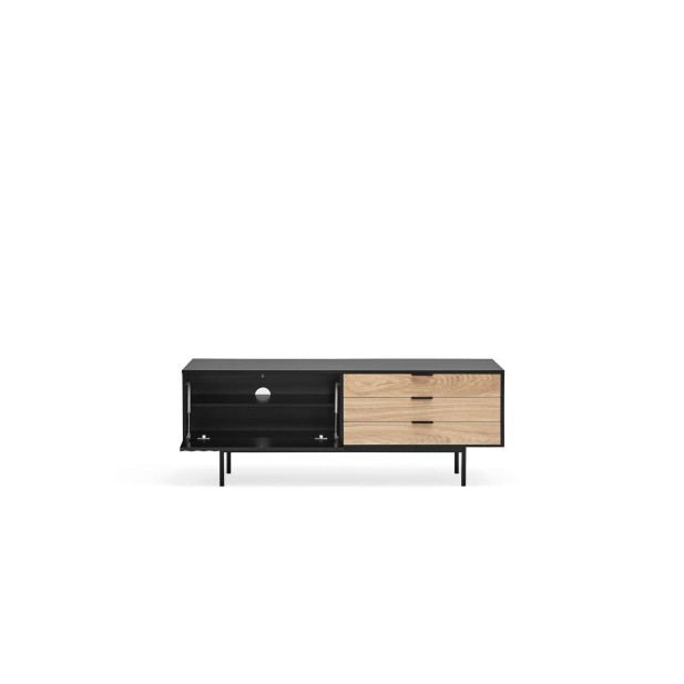 Mueble TV SIERRA 140x40 cm, DM Negro / Roble - Teulat. Vackart