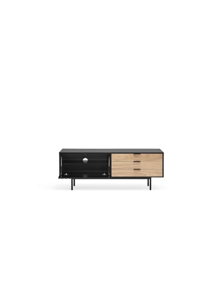 Mueble TV SIERRA 140x40 cm, DM Negro / Roble - Teulat. Vackart