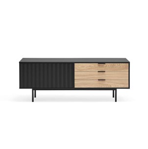 Mueble TV SIERRA 140x40 cm, DM Negro / Roble - Teulat. Vackart