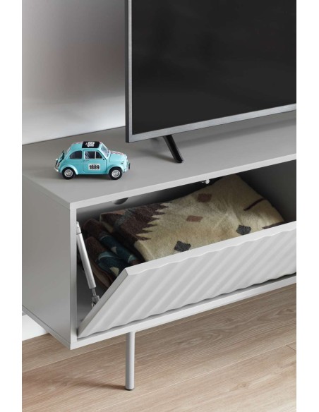 Mueble TV SIERRA 140x40 cm, DM Gris Claro / Roble - Teulat. Vackart