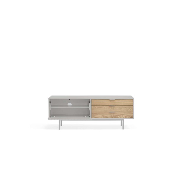Mueble TV SIERRA 140x40 cm, DM Gris Claro / Roble - Teulat. Vackart