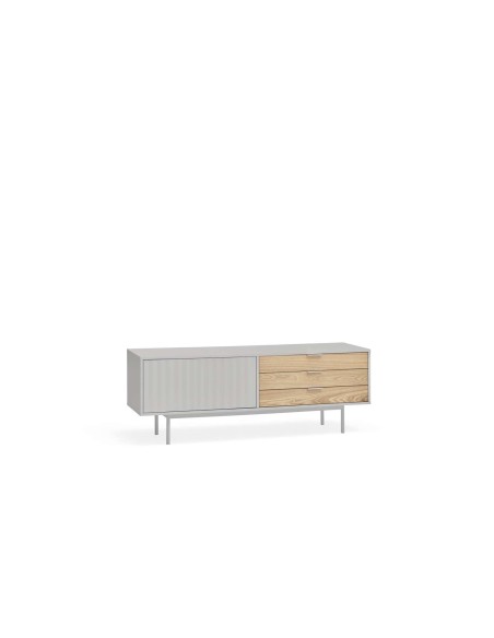 Mueble TV SIERRA 140x40 cm, DM Gris Claro / Roble - Teulat. Vackart