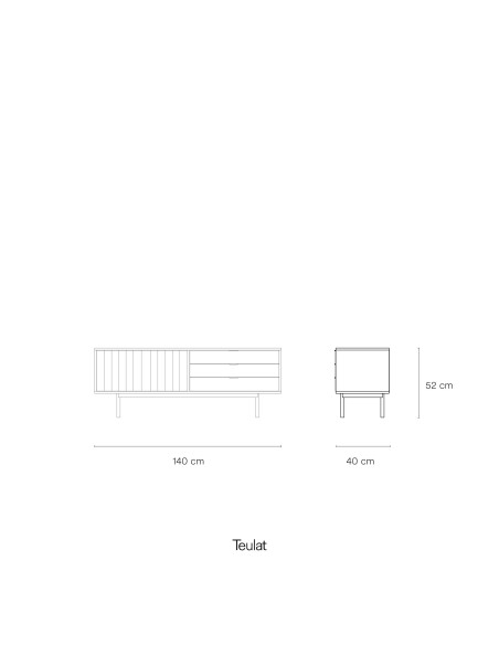 Mueble TV SIERRA 140x40 cm, DM Gris Claro / Roble - Teulat. Vackart