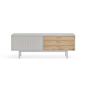 Mueble TV SIERRA 140x40 cm, DM Gris Claro / Roble - Teulat. Vackart