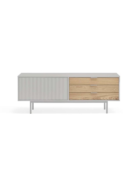 Mueble TV SIERRA 140x40 cm, DM Gris Claro / Roble - Teulat. Vackart