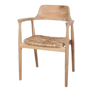 Silla con Brazos MANDALAY, Teca / Fibra Natural. Vackart
