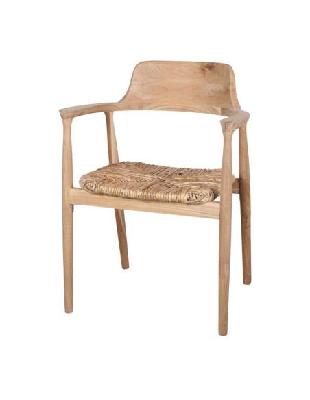 Silla con Brazos MANDALAY, Teca / Fibra Natural. Vackart