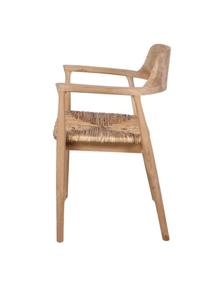 Silla con Brazos MANDALAY, Teca / Fibra Natural. Vackart