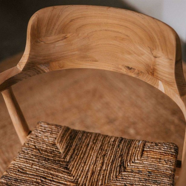 Silla con Brazos MANDALAY, Teca / Fibra Natural. Vackart Silla con Brazos MANDALAY, Teca / Fibra Natural. Vackart