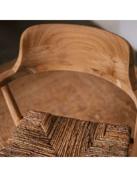 Silla con Brazos MANDALAY, Teca / Fibra Natural. Vackart