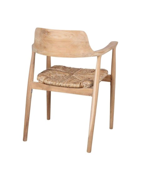Silla con Brazos MANDALAY, Teca / Fibra Natural. Vackart