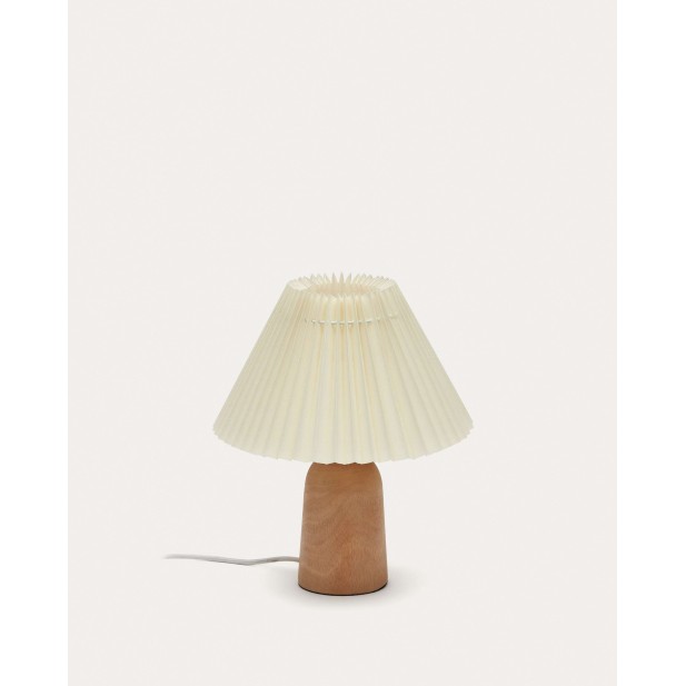 Lámpara de mesa Benicarlo de madera con acabado natural y beige - Kave Home
