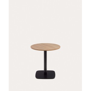 Mesa redonda Dina melamina acabado natural con pie de metal acabado pintado negro Ø68x70cm - Kave Home. T09031WM46. Mesa de comedor de estilo Moderno