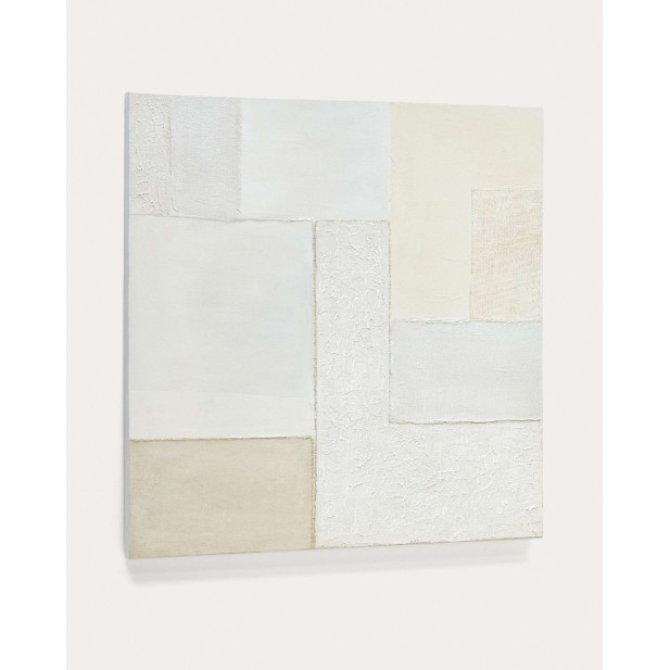 Lienzo abstracto Pineda blanco 95 x 95 cm - Kave Home