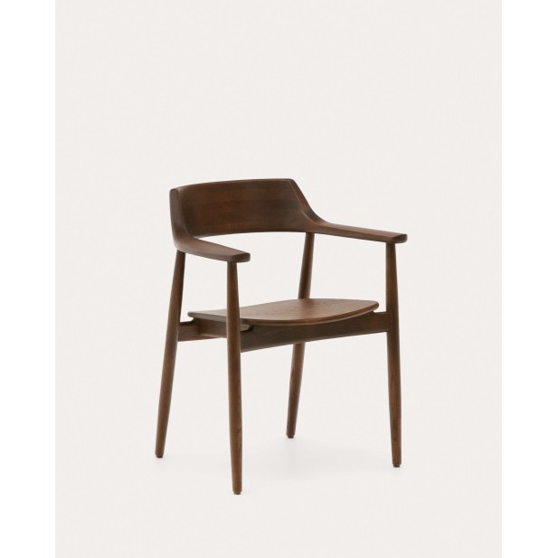 Silla Fondes de madera maciza de roble FSC Mix Credit con acabado nogal - Kave Home