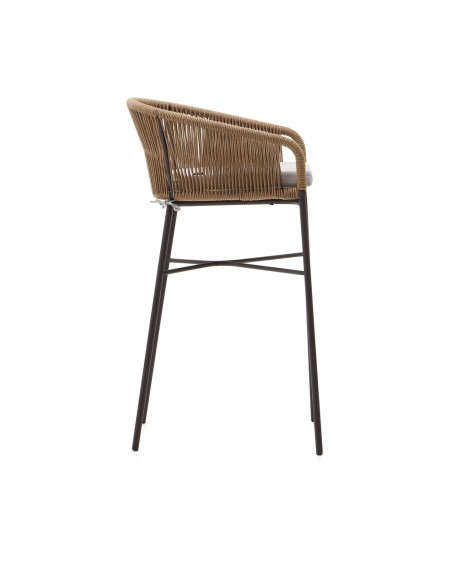 Taburete Yanet 80 cm cuerda beige/acero galvanizado  - Kave Home
