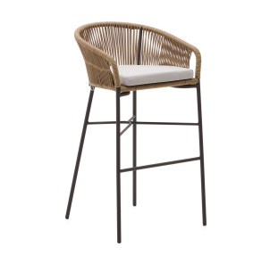 Taburete Yanet 80 cm cuerda beige/acero galvanizado  -...