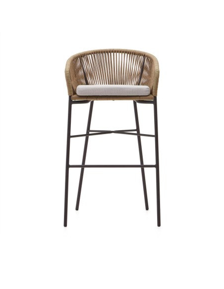 Taburete Yanet 80 cm cuerda beige/acero galvanizado  - Kave Home