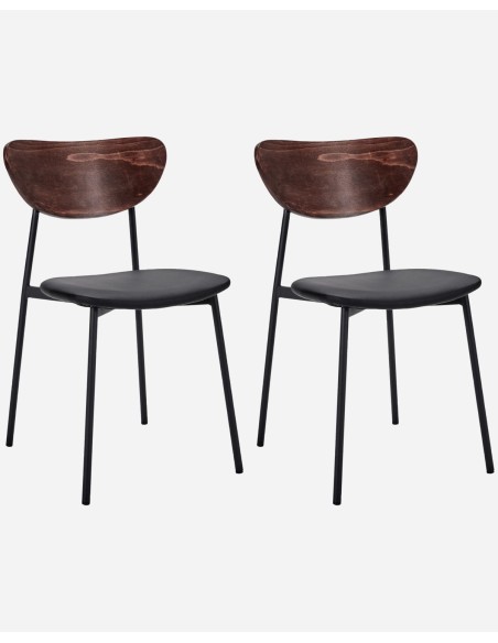 Set 2 sillas MUST, Madera Natural / Metal / Piel Sinté - House Doctor