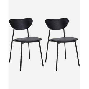 Set 2 Sillas MUST Madera Negra / Metal / Piel Sintética - House Doctor