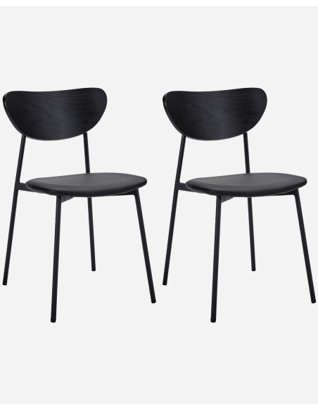 Set 2 Sillas MUST Madera Negra / Metal / Piel Sintética - House Doctor