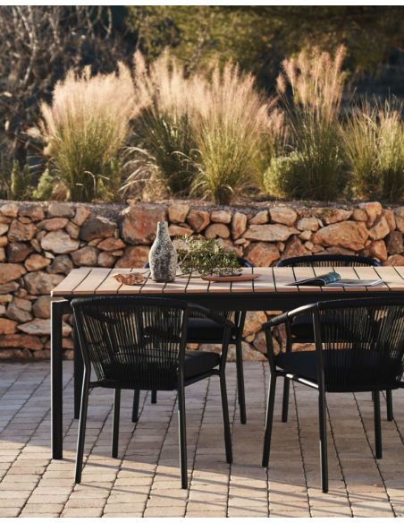 Mesa extensible de exterior Canyelles 140(200)x90cm polywood/aluminio negro mate - Kave Home