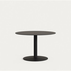 Mesa redonda de exterior Esilda negro con pie de metal...