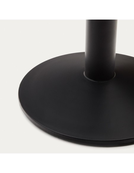 Mesa redonda de exterior Esilda negro con pie de metal acabado pintado negro Ø 90 x 70 cm - Kave Home