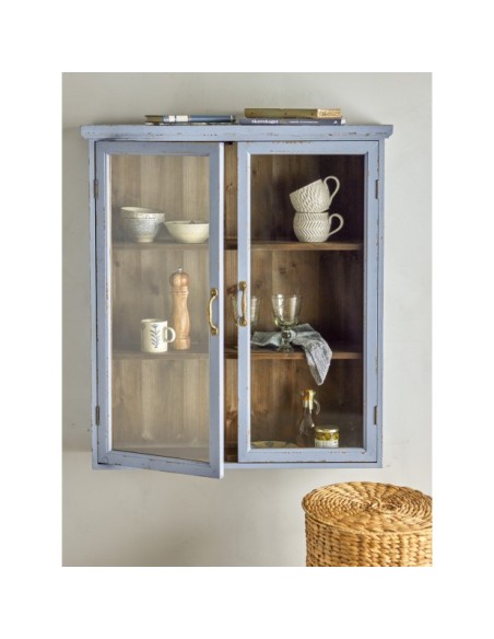 Aparador Vitrina HAZEM, Madera Azul / Cristal - Bloomingville