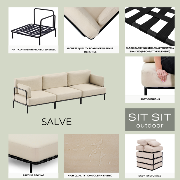 "SALVE" 3' + PUF MODULE -  GRAY - Sit... "SALVE" 3' + PUF MODULE -  GRAY - Sit...