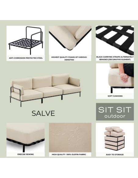 "SALVE" 3' + PUF MODULE -  GRAY - Sit Sit