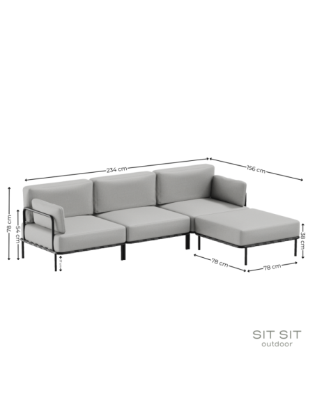 "SALVE" 3' + PUF MODULE -  GRAY - Sit Sit