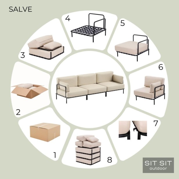 "SALVE" 3' + PUF MODULE -  GRAY - Sit... "SALVE" 3' + PUF MODULE -  GRAY - Sit...