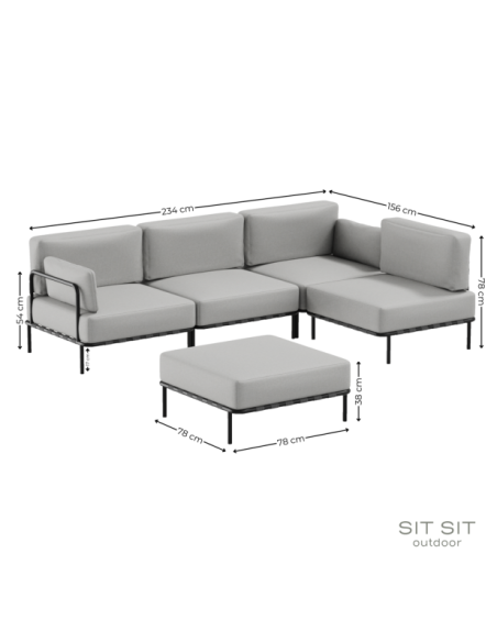 "SALVE" 3' + SINGLE AND PUF MODULE -  GRAY - Sit Sit