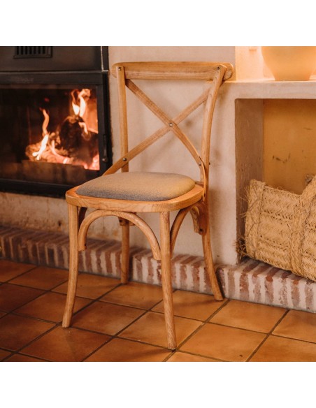 Silla LOTUS, Madera Natural / Textil