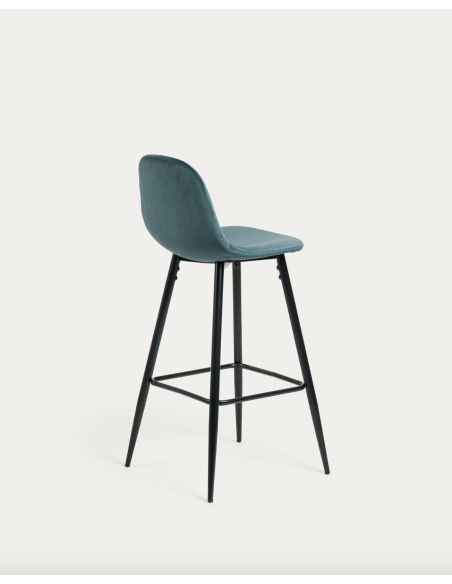 Taburete Nolite terciopelo turquesa altura 65 cm - Kave Home