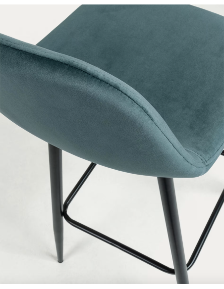 Taburete Nolite terciopelo turquesa altura 65 cm - Kave Home